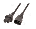 Extension Cable C20 180° - C13 180°, Black, 1.8 m, 3 x 1.00 mm²